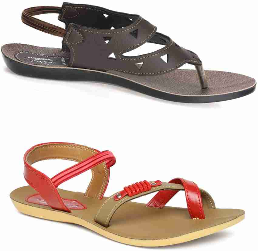 Paragon Women Brown Red Sandals Buy Paragon Women Brown Red