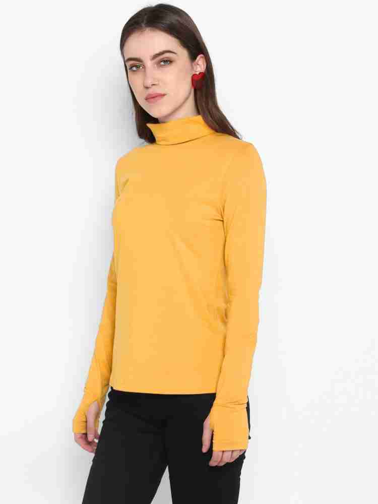 Yellow roll hot sale neck top