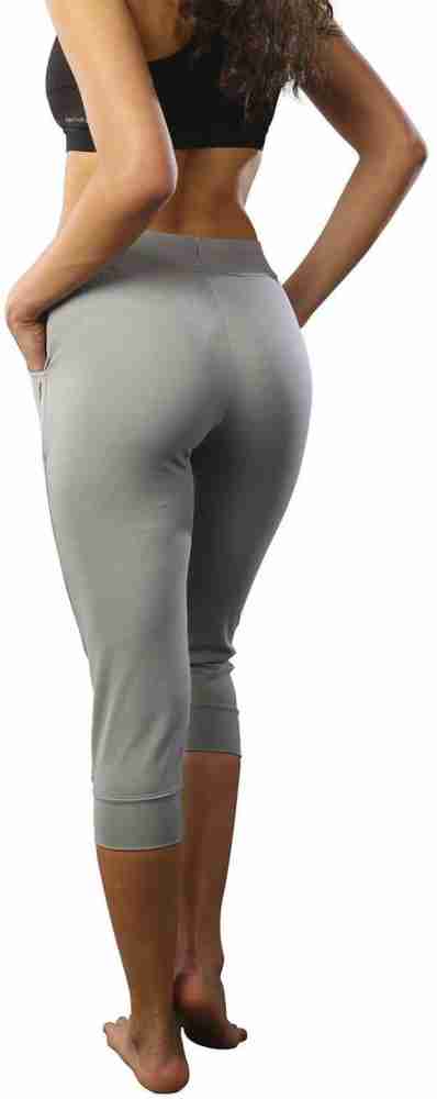 Buy Sankom Grey Melange Patent Yoga Capri Leggings L And Xl in