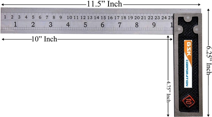 Buy GSK Corporation Engineers Tri Square Tool 90 Degrees Right Angle Ruler  12 Inch Online At Best Price On Moglix