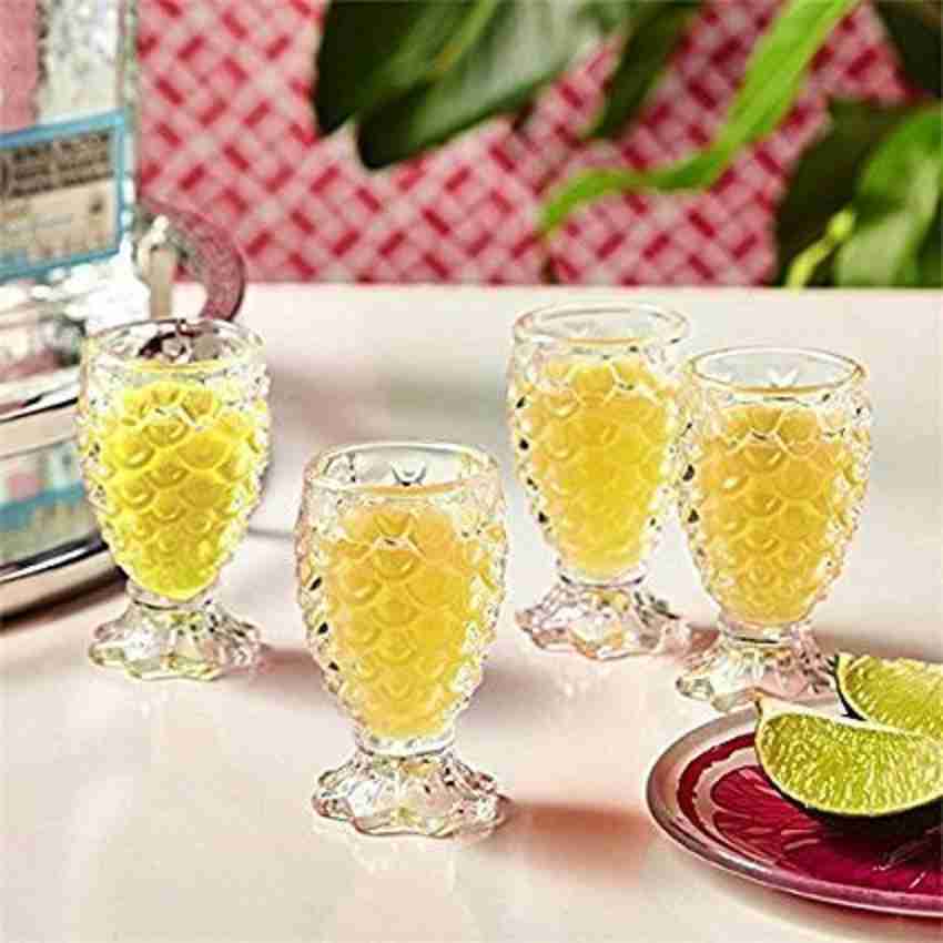 baluda Pack of 6 Glass Pineapple Shaped Juice Glasses, Drinking Glass Set,  Crystal Clear, Fancy Glass with Handle for Drinking Water, Juice, Cold  Drink, Whiskey, Wine, Liquor Price in India - Buy