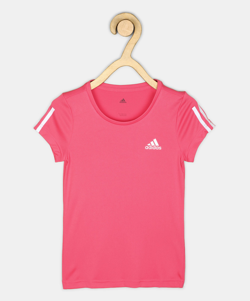 Flipkart ADIDAS Girls Solid Polyester Regular T Shirt Round Neck