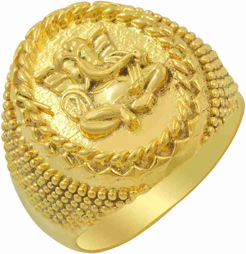 memoir Gold plated Ganesh Ganpati finger ring Men Hindu God Brass