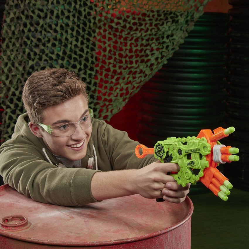 Nerf Zombie Strike Alternator Blaster Fires 3 Ways Includes 12