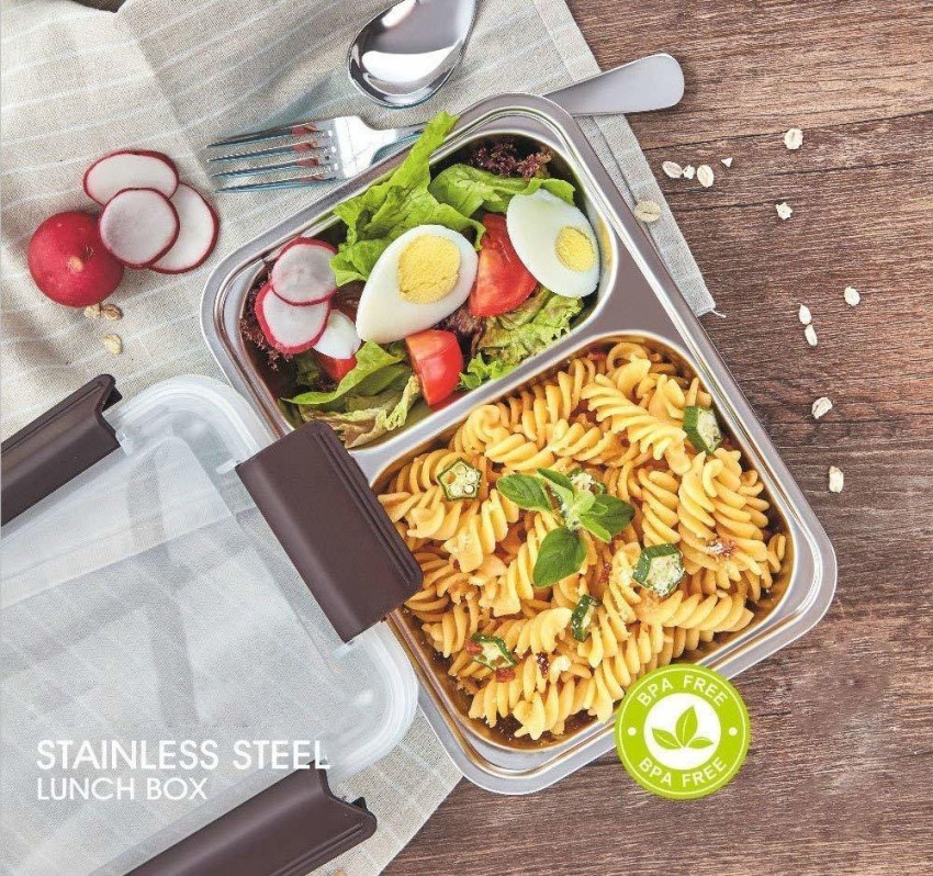 2 Compartment Leak Proof Stainless Steel Insulated Lunch Tiffin Box (7