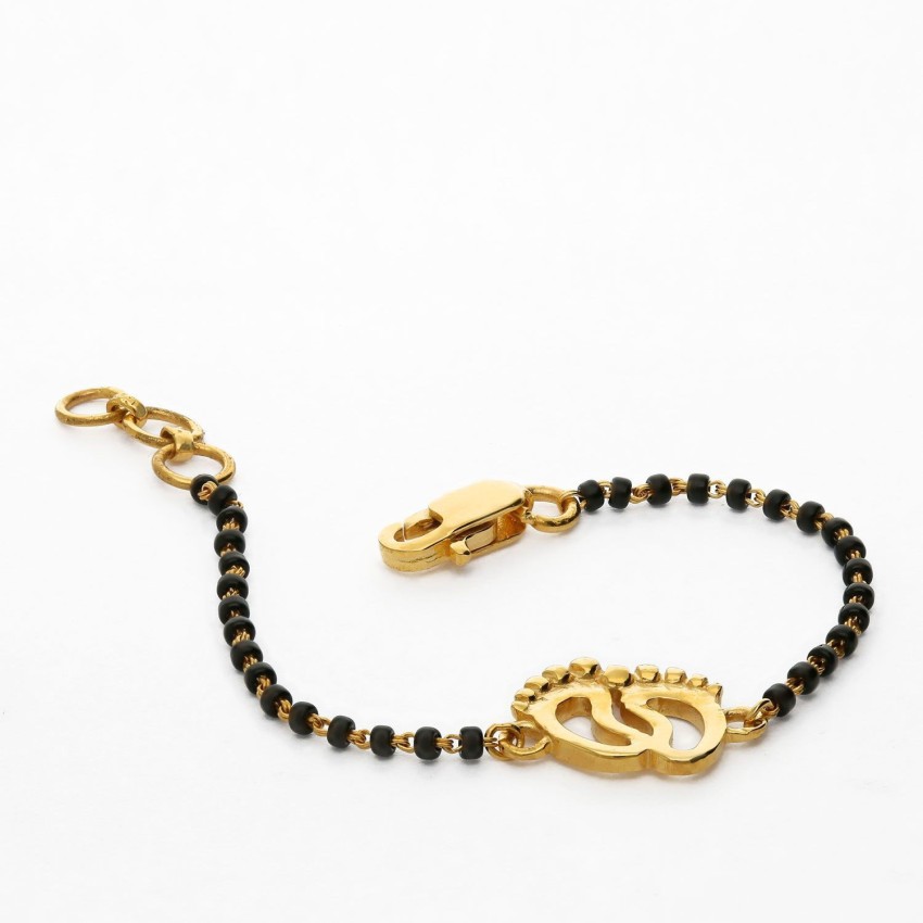 Copper Love Heart Black Beads Gold Hand Mangalsutra Bracelet For Women –  ZIVOM