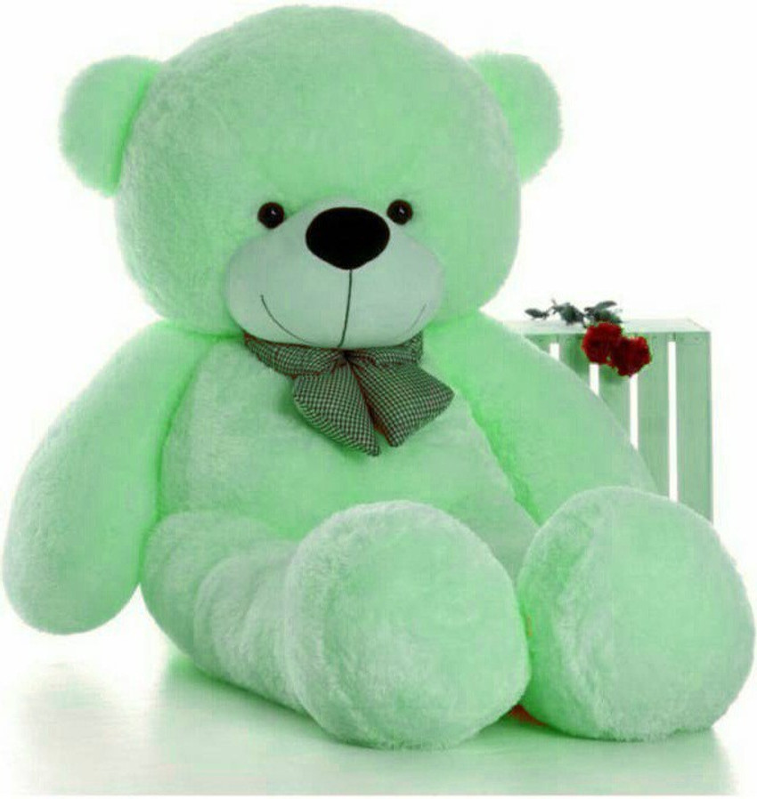 DISHAWORLD 4 FEET Lovable and huggable TEDDY BEAR with Neck Bow Premium Quality Soft Plush Fabric in LIGHT GREEN Colour 120 cm 4 FEET Lovable and huggable TEDDY BEAR with