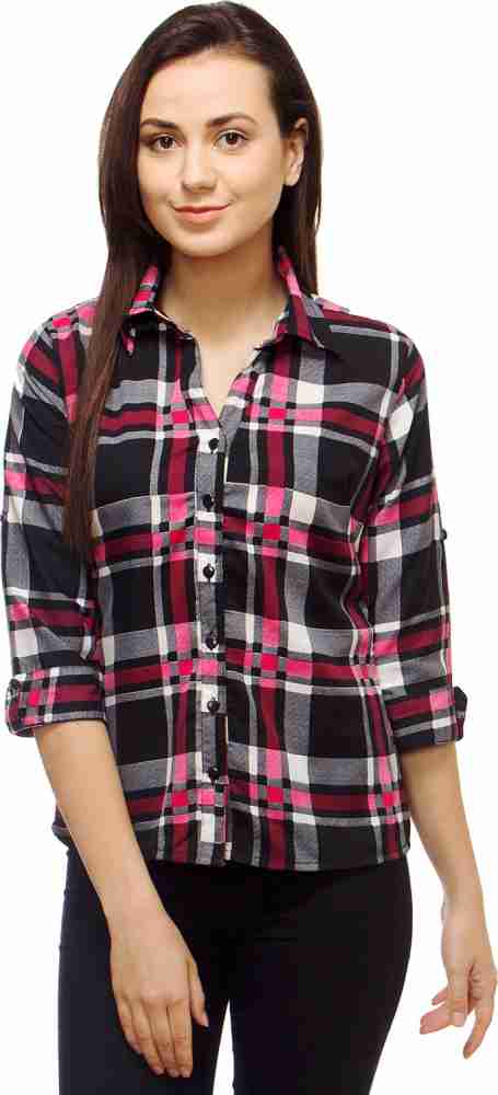 Multicolor Checkered Long Casual Shirts for Women