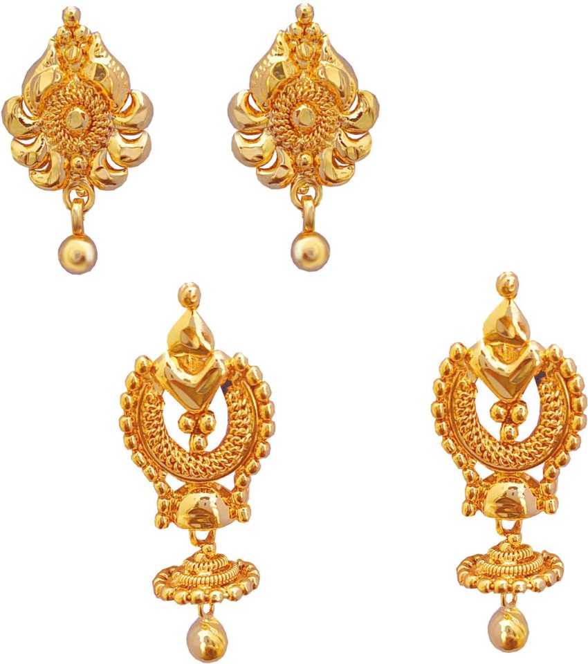 Flipkartcom  Buy manohar Fancy stylish Gold plated Golden Jhumkijhala earring  Gold Design MG609 J Brass Jhumki Earring Online at Best Prices in India