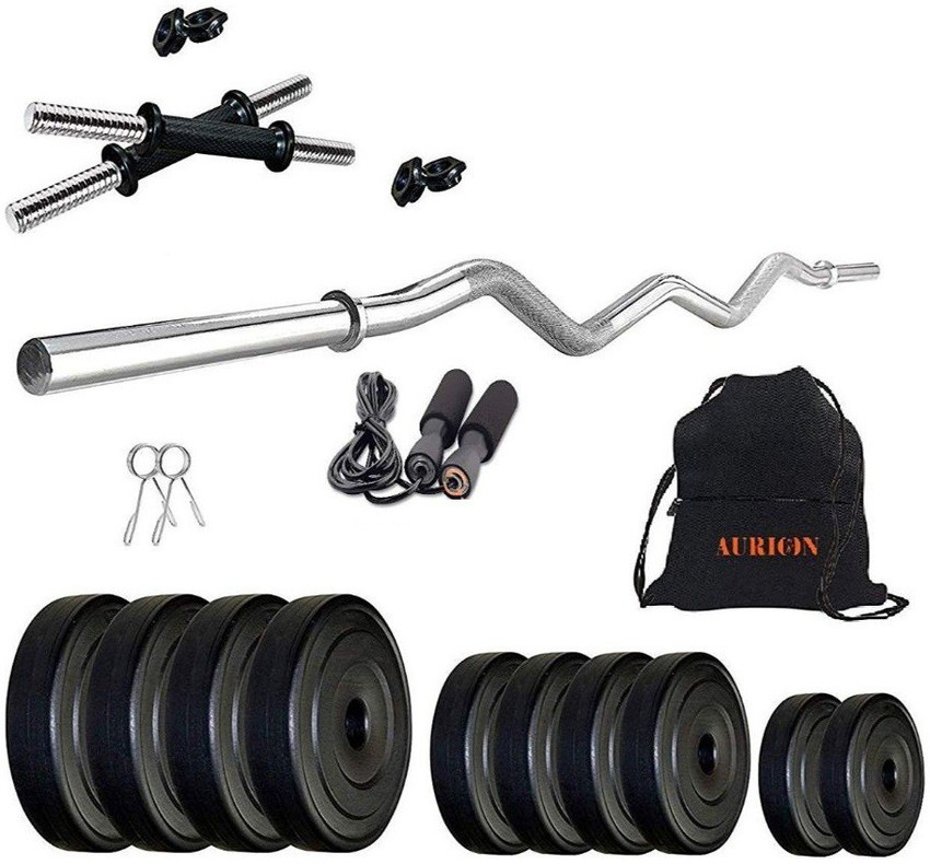Aurion 12 kg Dumbell Set With Accessories Home Gym Combo Price in