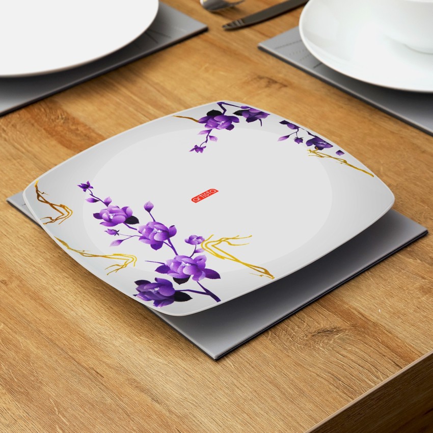 Purple square plates best sale