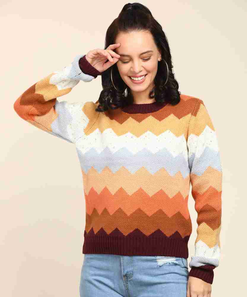 FOREVER 21 Chevron Zig Zag Round Neck Casual Women Multicolor Sweater Buy FOREVER 21 Chevron Zig Zag Round Neck Casual Women Multicolor Sweater Online at Best Prices in India Flipkart