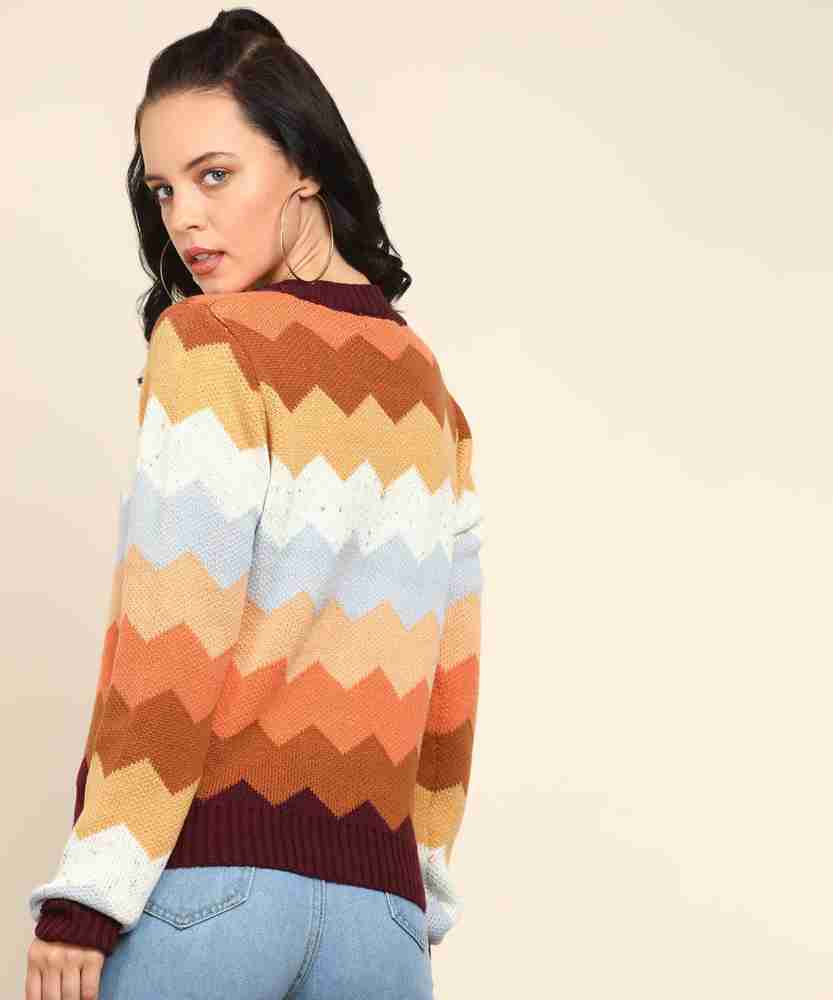 FOREVER 21 Chevron Zig Zag Round Neck Casual Women Multicolor Sweater Buy FOREVER 21 Chevron Zig Zag Round Neck Casual Women Multicolor Sweater Online at Best Prices in India Flipkart