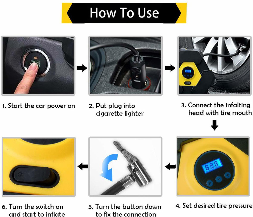 Cigarette lighter shop tyre pump