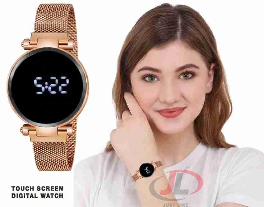 just like megnet belt Magnetic Buckle Strap Digital Watch For