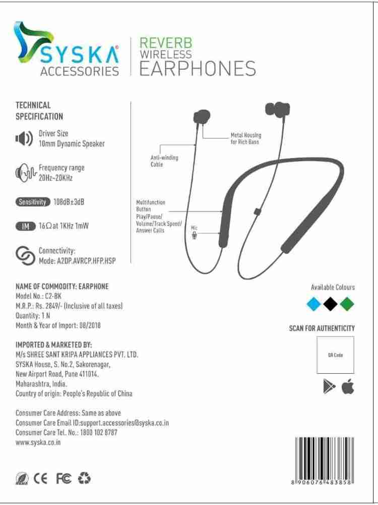 Syska c2 online earphone