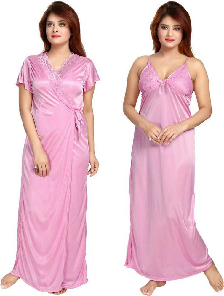 SHOPPING STATION Women Nighty with Robe Buy SHOPPING STATION