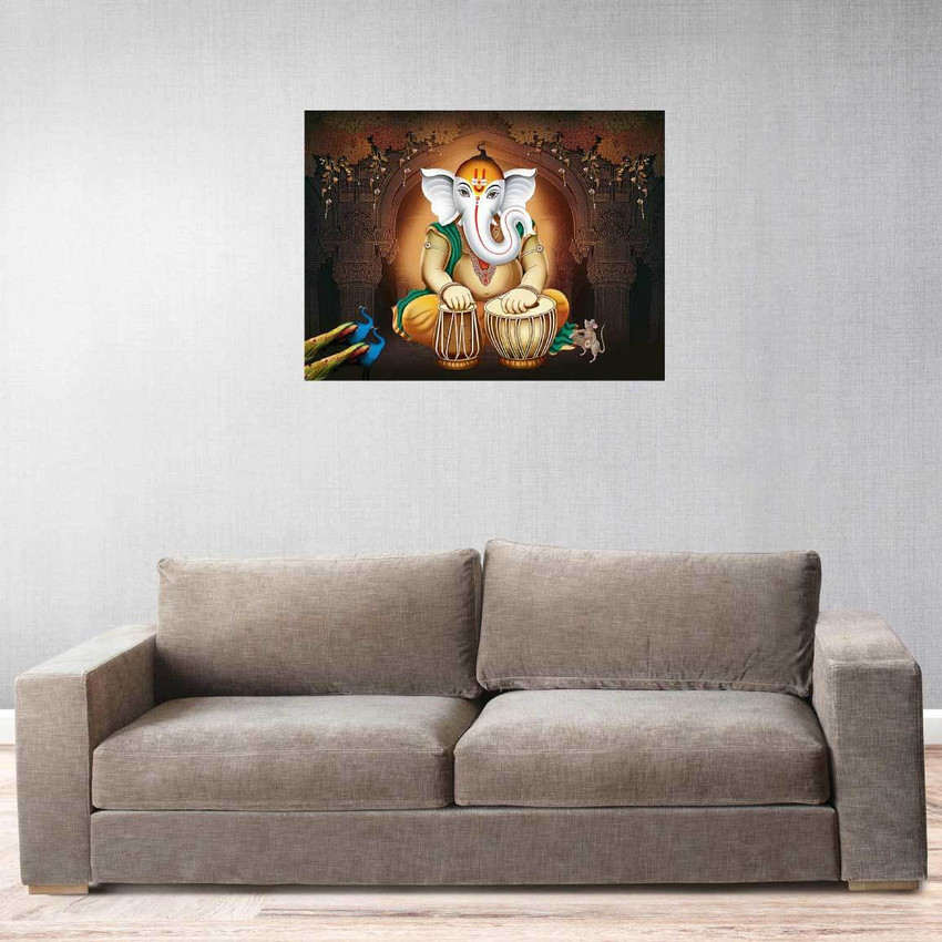 Ganesha Playing Tanpura, enjoying Lyrics, Modern, Abstract Painting, Hindu  Mythology, Elephant, Ganesh, Contemporary, Musical by Harsh Malik