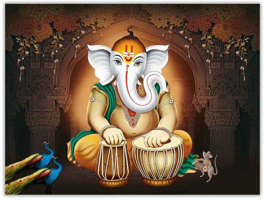 Ganesha Playing Tanpura, enjoying Lyrics, Modern, Abstract Painting, Hindu  Mythology, Elephant, Ganesh, Contemporary, Musical by Harsh Malik