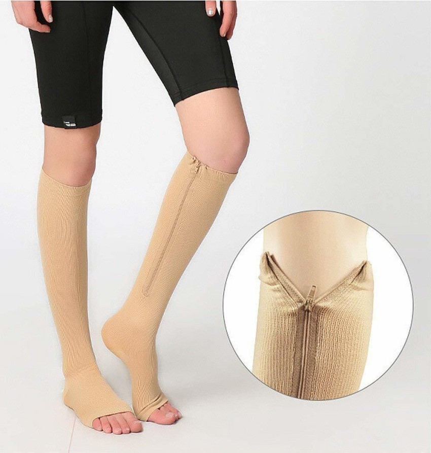 Zipper Medical Compression Open Toe Socks For Varicose Veins