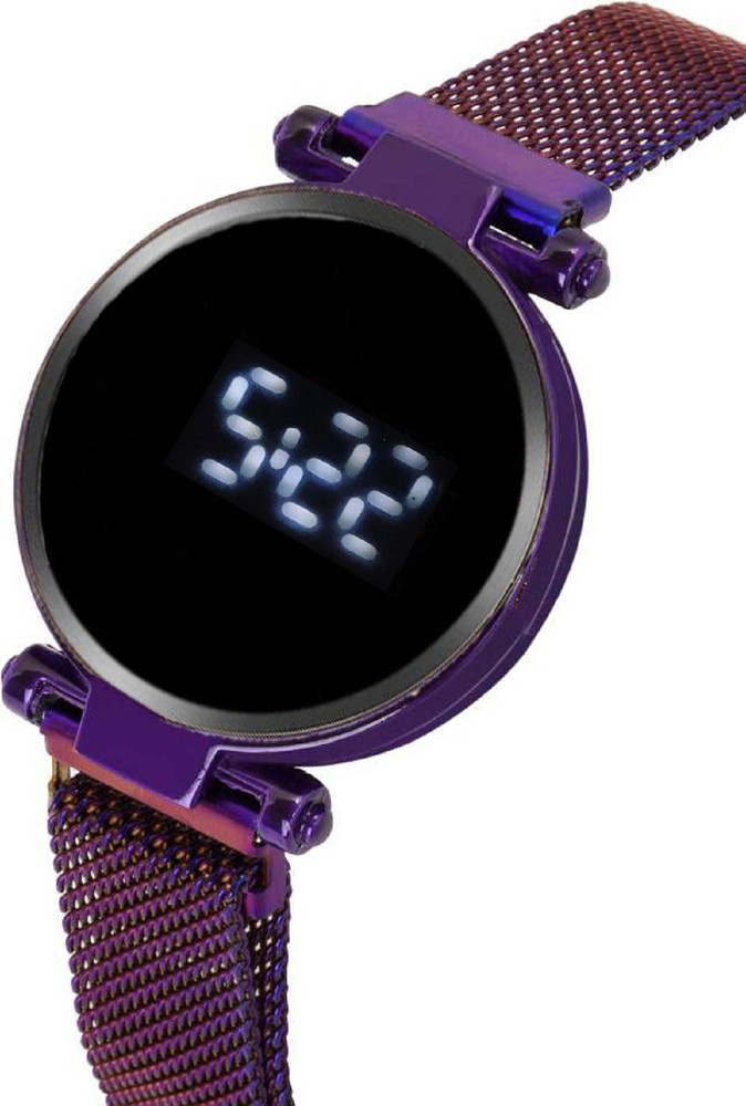 Digital watch with magnetic store band