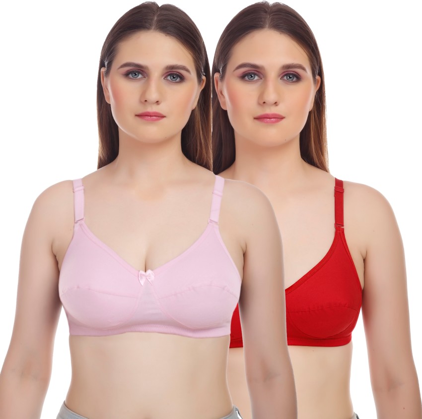 Buy Alishan Non Padded Cotton T Shirt Bra - Red Online at Low
