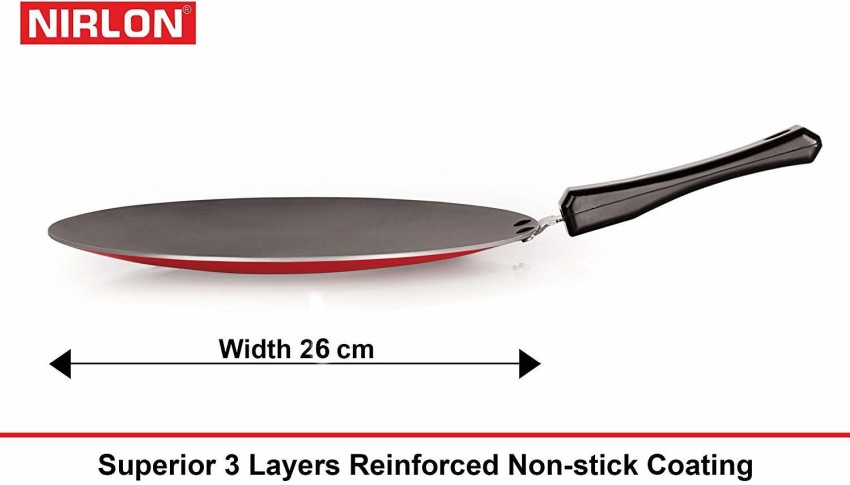 Buy Nirlon Red Aluminium Non-Stick Concave Tawa 26 cm and Deep Kadai with  Steel Lid 2.2 L Online at Best Prices in India - JioMart.