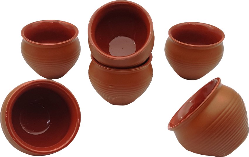 Soul Mania Pack of 6 Ceramic Ceramic Kuliya/Kulhar Design Tea Cup