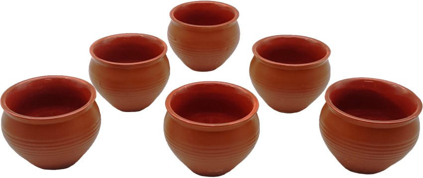 Soul Mania Pack of 6 Ceramic Ceramic Kuliya/Kulhar Design Tea Cup