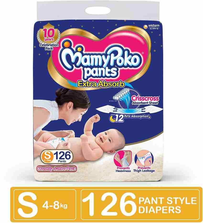 MamyPoko Extra Absorb Diaper Small Size Pack of 126 Diapers S