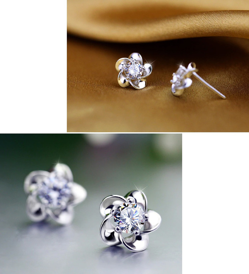 Flipkart Buy Silver Shoppee Silver Shoppee Sterling Silver Earrings for Baby Girls Girls and Women SSER1511 Crystal Sterling Silver Stud Earring Online at Best Prices in India