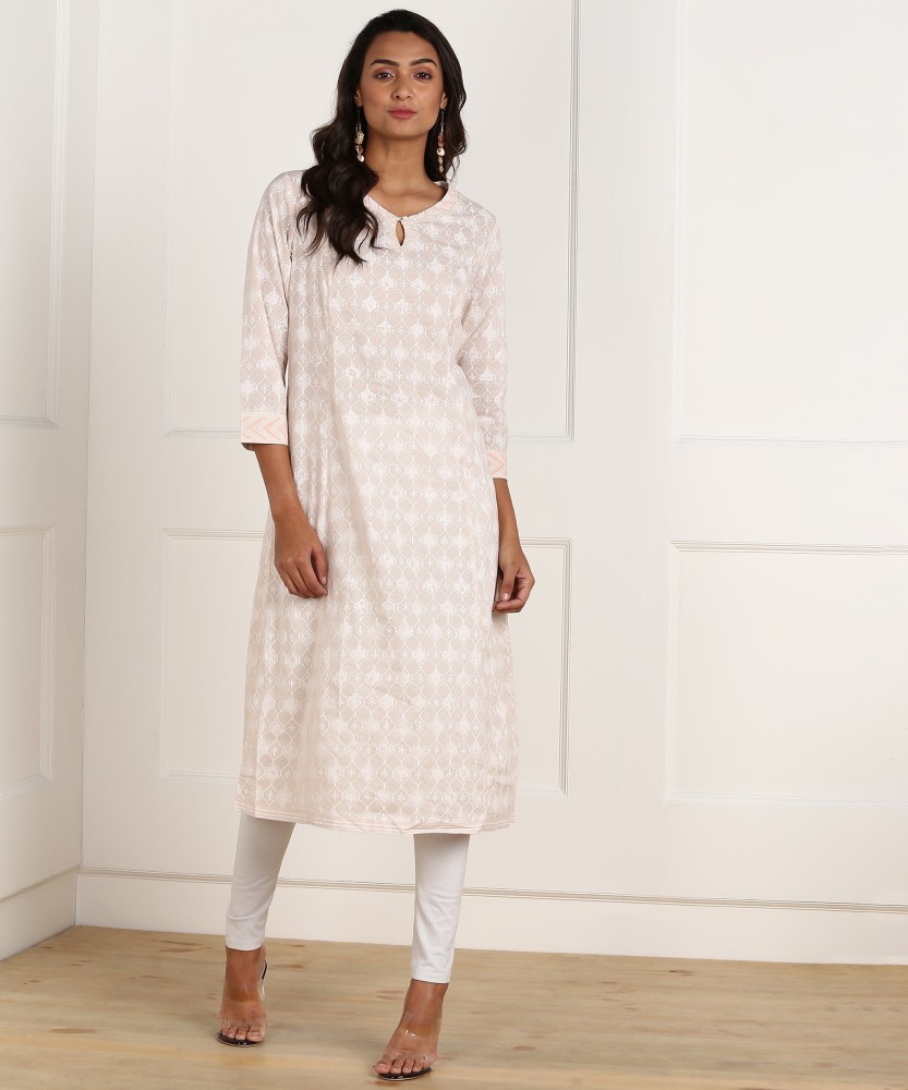 Fabindia Women Printed A line Kurta Buy Fabindia Women Printed A