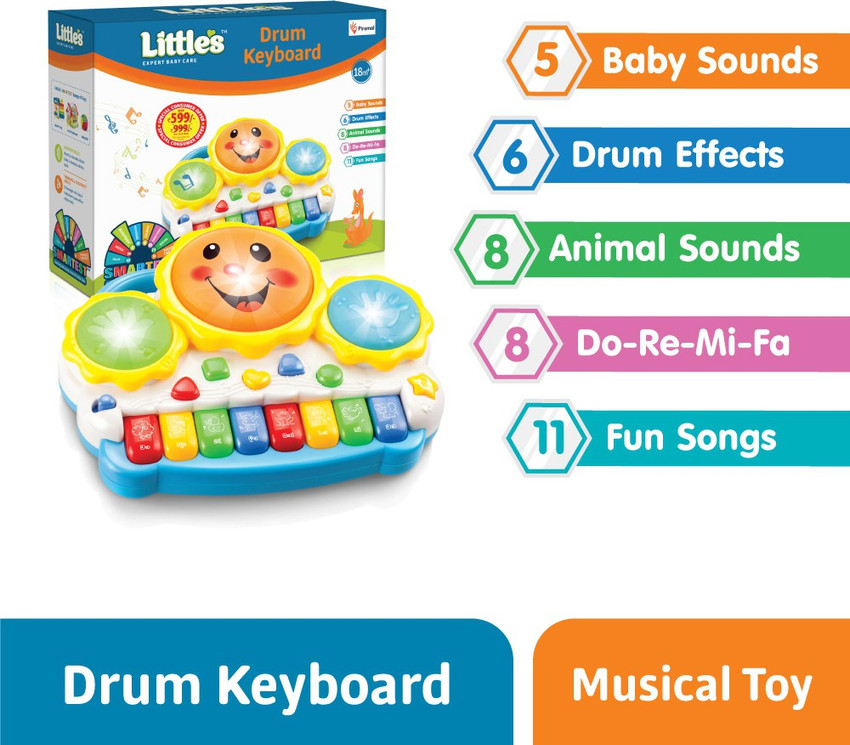 Little s Smiley Drum Keyboard Piano with Flashing Lights Animal