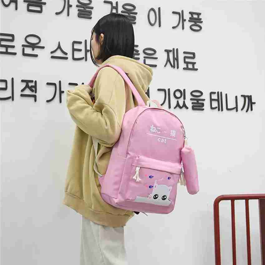 Nidhi Preppy Style Fashion Waterproof Women Girls Backpack Korean Design  Drawstring Chain travel College Office Bag 10 L Backpack Black - Price in  India