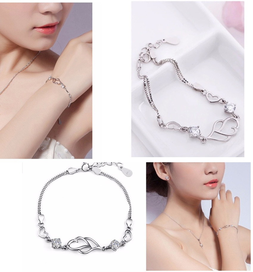 Silver Shoppee Sterling Silver Crystal Sterling Silver Bracelet