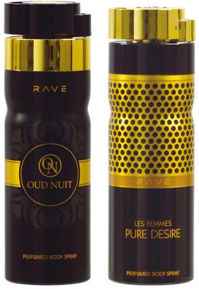 RAVE Oud Nuit and Les Femmes Pure Desire Perfume Body Spray 200 ML