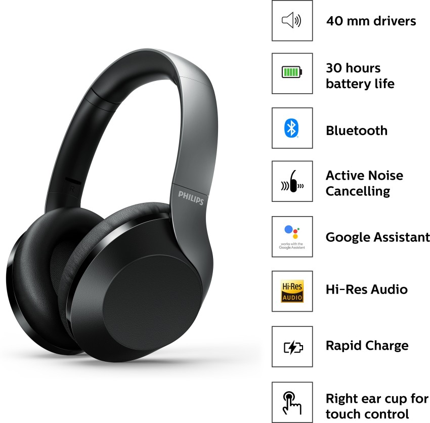 PHILIPS TAPH805BK 10 Wireless Headphone with Touch Control Active