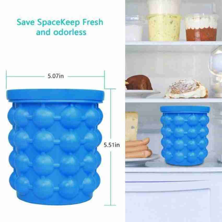 1pc Blue Silicone Ice Bucket, Large Size Ice Container With Ice Tongs