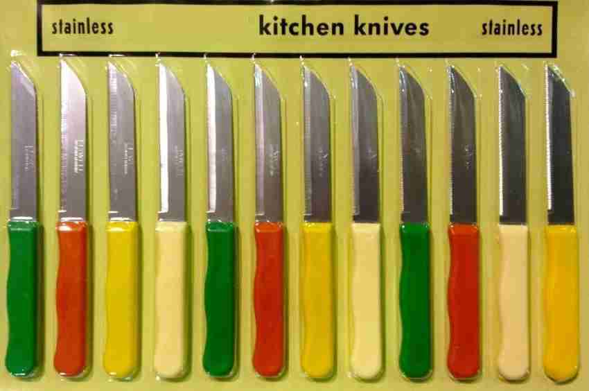 CAROTE 12 Pieces Stainless Steel Kitchen Knives,Anti-Rust Creamic Coat