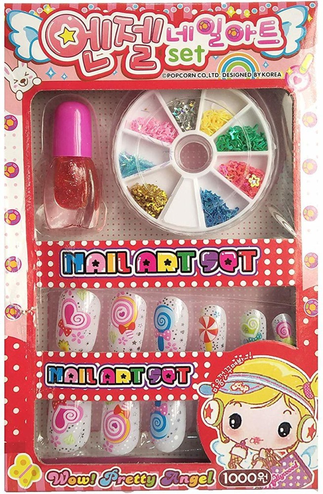 Buy Generic Nail Art Kit With 12 Artificial Nails And Tools And Glitter  Little Girls Nails Box Fancy Nails Best Gift Online at Best Prices in India  - JioMart.