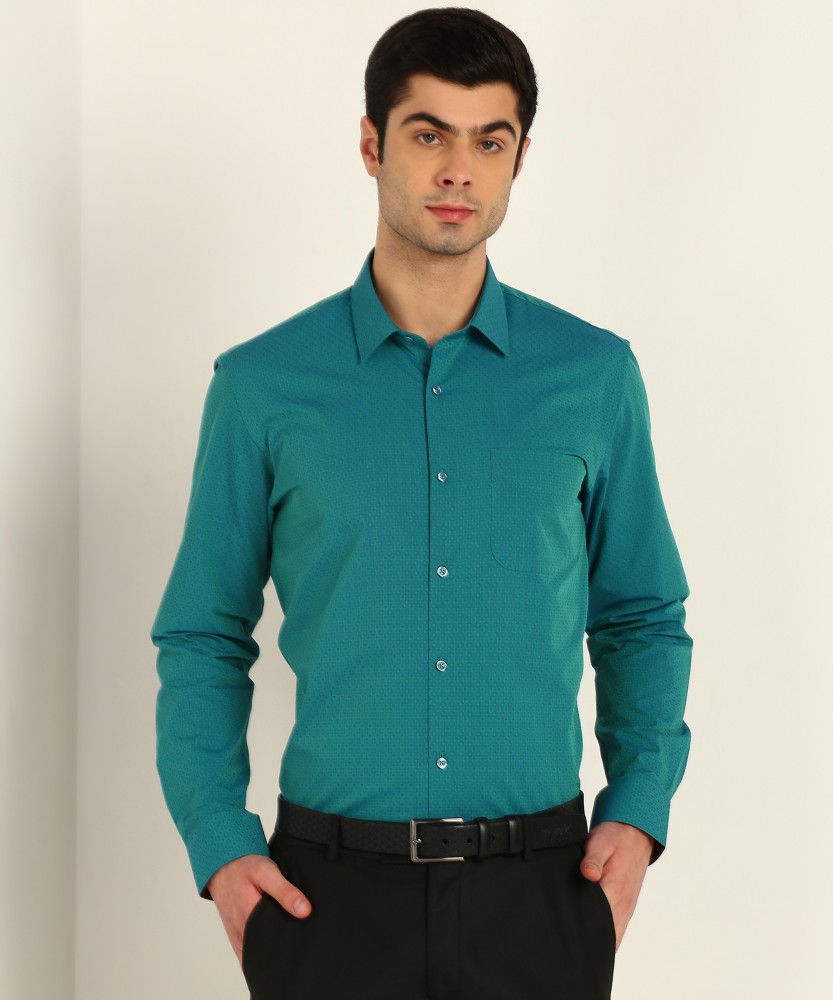 Buy Men Green Slim Fit Formal Full Sleeves Formal Shirt Online