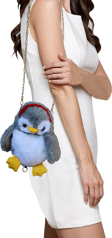Stylento Black Sling Bag Penguin Soft Fabric Fur Sling Bag for