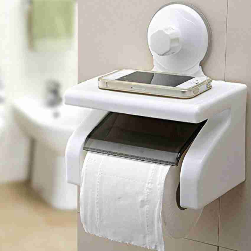 Suction Cup Toilet Paper Holder White Bathroom ABS