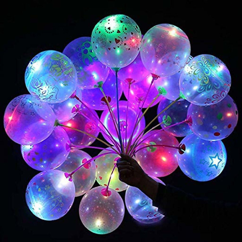 INFISPACE Printed LED Balloons with Colour Changing Luminous Flashing Light Pack of 10 Balloon