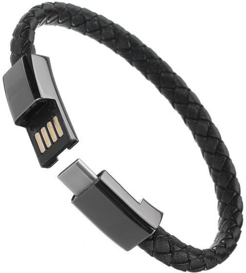 Worivo Leather Bracelet Link Charging Cable Braided Wrist Band USB Sync  Data Charger Cord for All TypeC Port Black M 85 TypeC   Amazonin Electronics