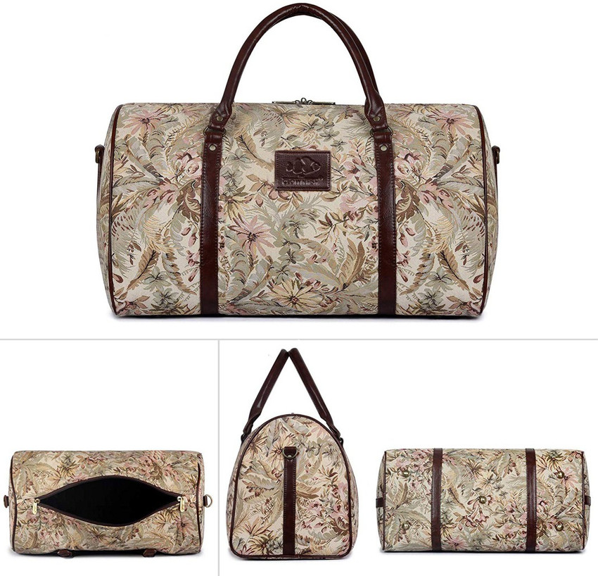 The CLOWNFISH Forest 40 Litres Tapestry Fabric Beige Travel Duffle