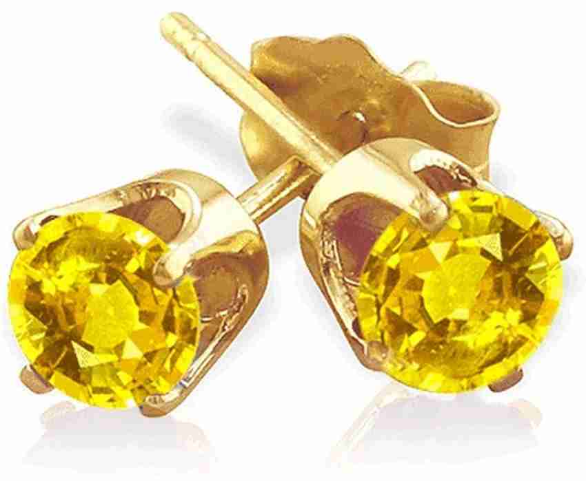 Flipkart Buy CEYLONMINE pukhraj stud earrings natural original stone yellow sapphire gold plated earring for women girls Sapphire Copper Stud Earring Online at Best Prices in India