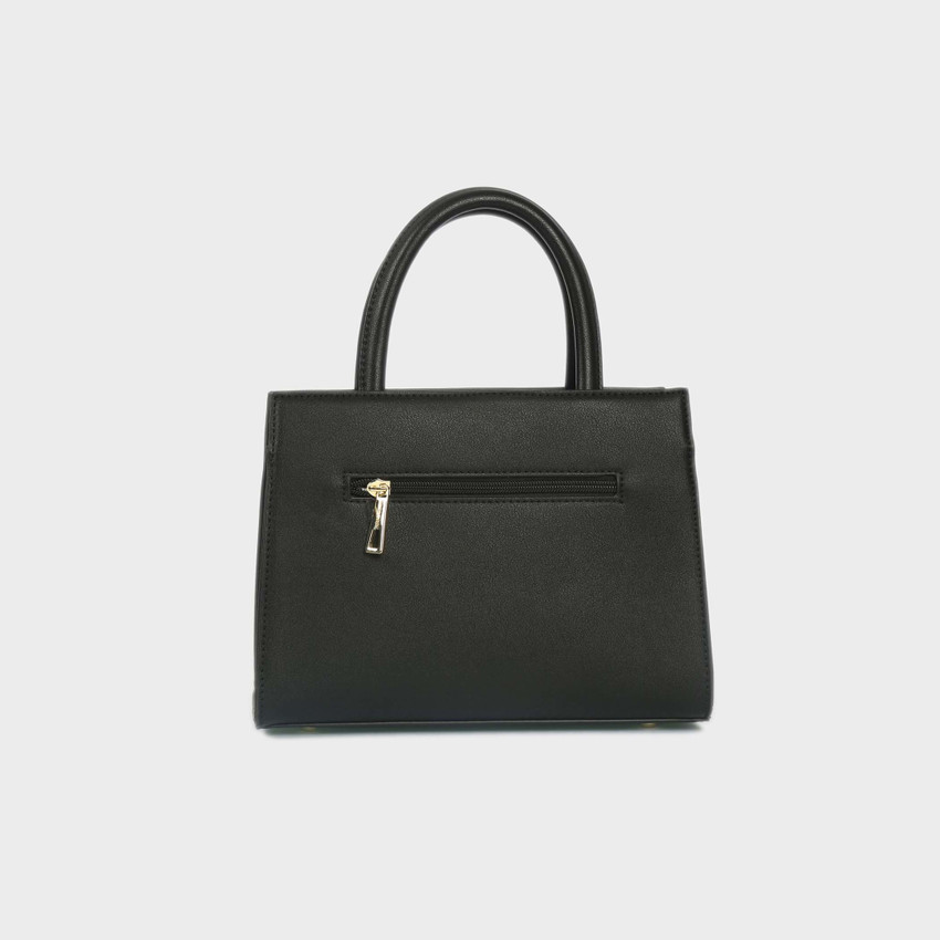 Mango black solid handheld bag with detachable sling strap deals