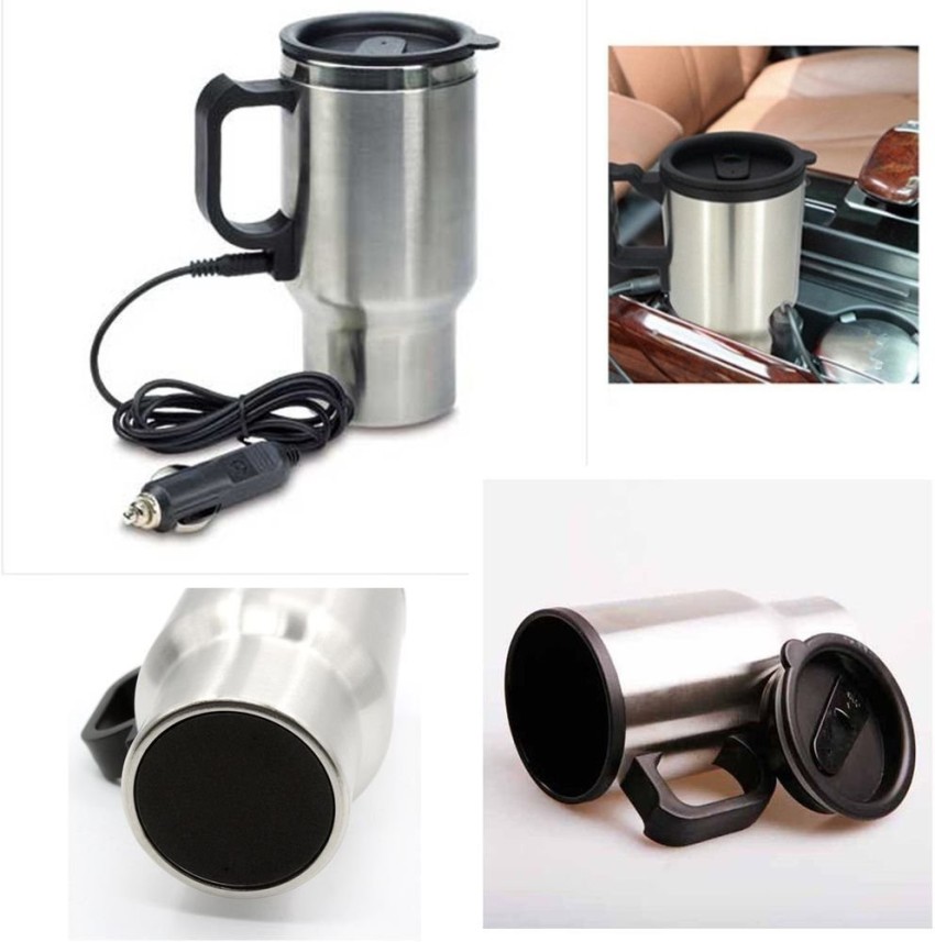 12V Car Heating Cup Car Heated Mug, 450 ml Stainless Steel Travel Electric  Coffee Insulated Heated Thermos 