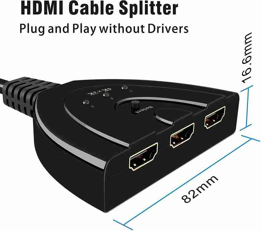 Vooy TV out Cable HDMI Switch 3 Port 4K HDMI Switch 3 in 1 Out